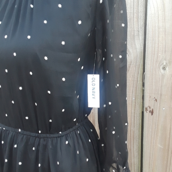 NWT Old Navy Black/White Star Sheer Dress - XS - Picture 7 of 7
